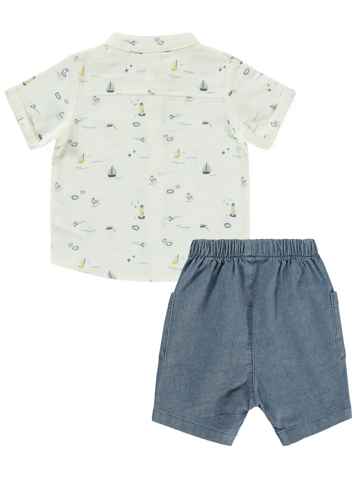 Bombili Yelken Baskılı Gömlekli 6-18 Ay Takım - Sarı