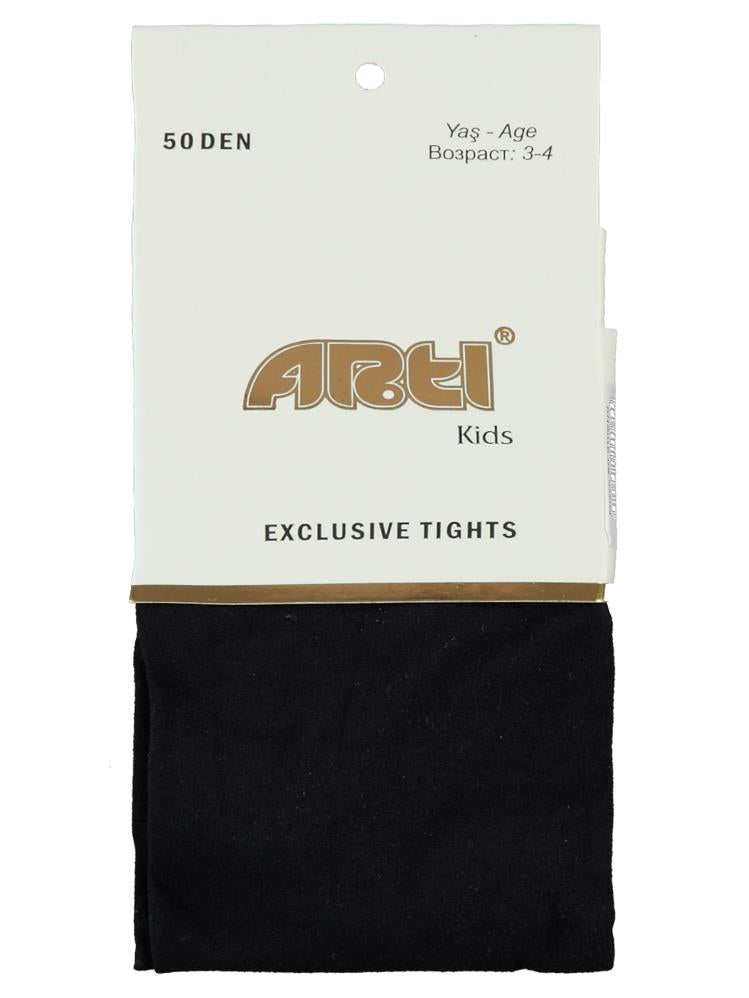 Micro 50 Denye Düz 2-12 Yaş Kız Mus Külotlu Çorap - Siyah