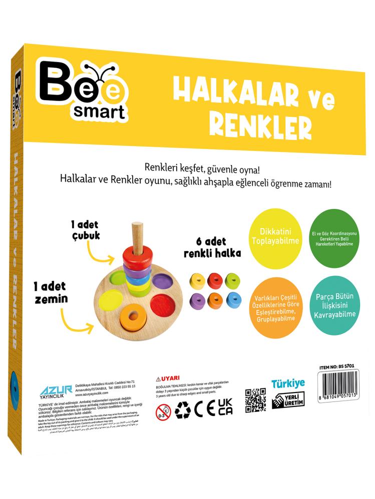 Bee Smart Ahşap Renkli Halkalar Eğitici Set