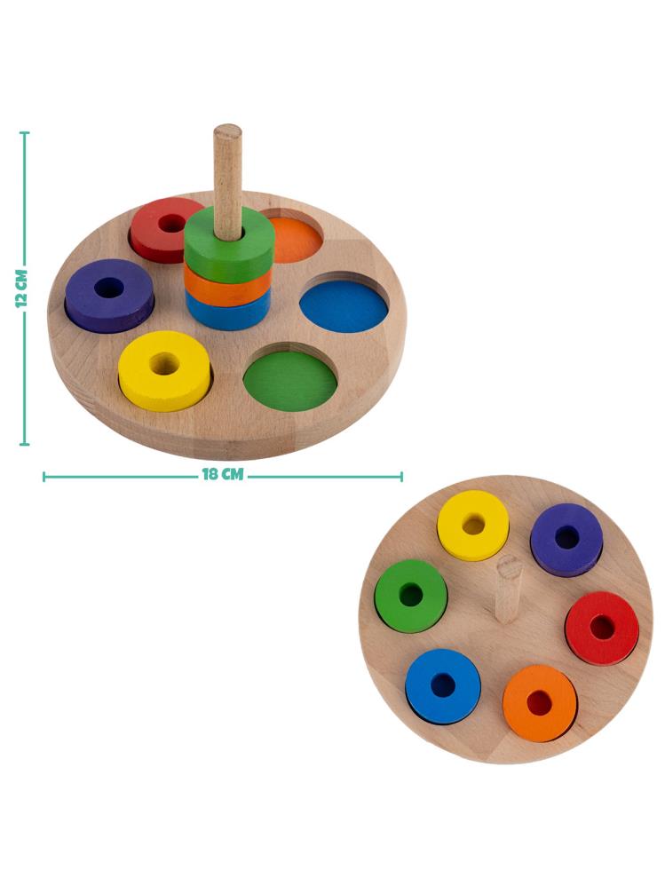 Bee Smart Ahşap Renkli Halkalar Eğitici Set