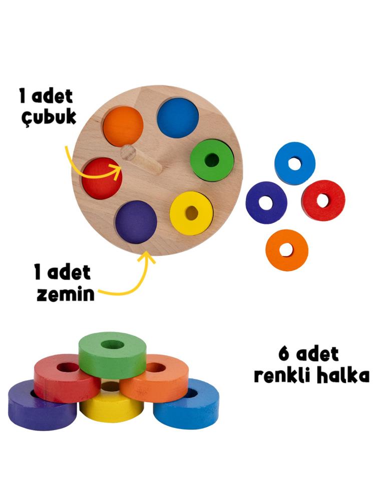 Bee Smart Ahşap Renkli Halkalar Eğitici Set
