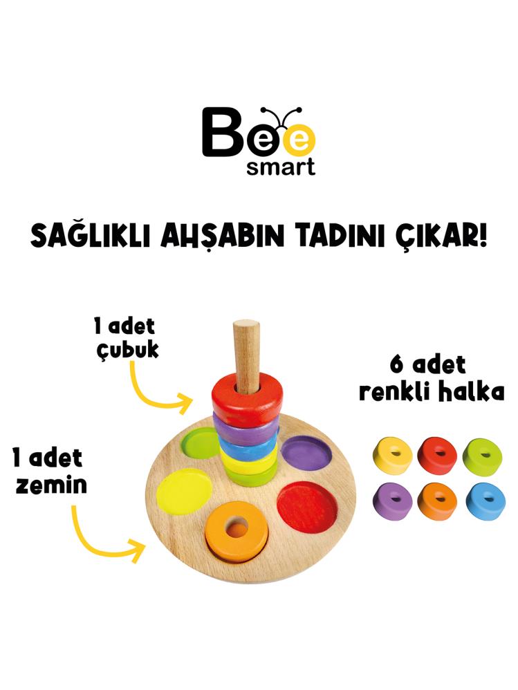 Bee Smart Ahşap Renkli Halkalar Eğitici Set