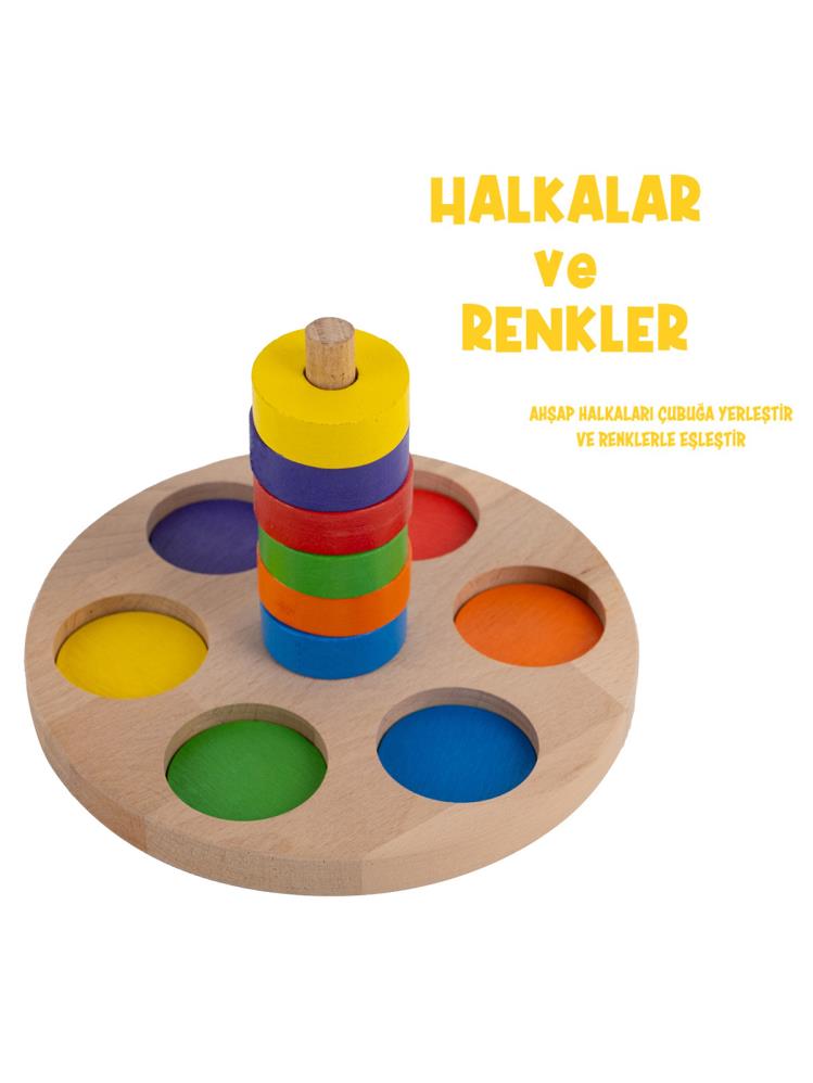 Bee Smart Ahşap Renkli Halkalar Eğitici Set