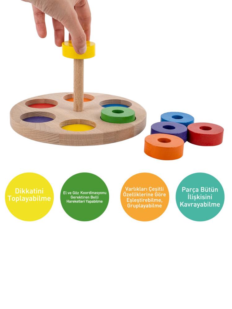 Bee Smart Ahşap Renkli Halkalar Eğitici Set