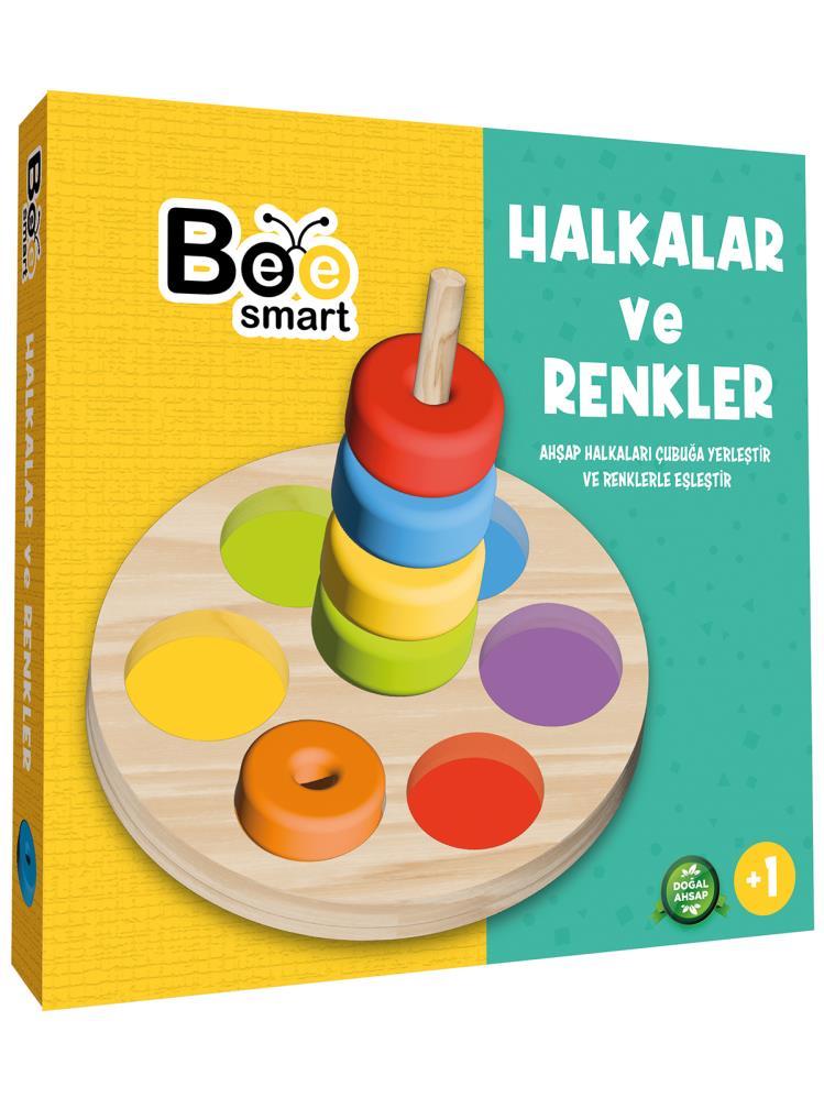 Bee Smart Ahşap Renkli Halkalar Eğitici Set