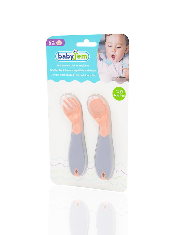 Babyjem Açılı Mama Kaşık Çatal Takımı - Pembe