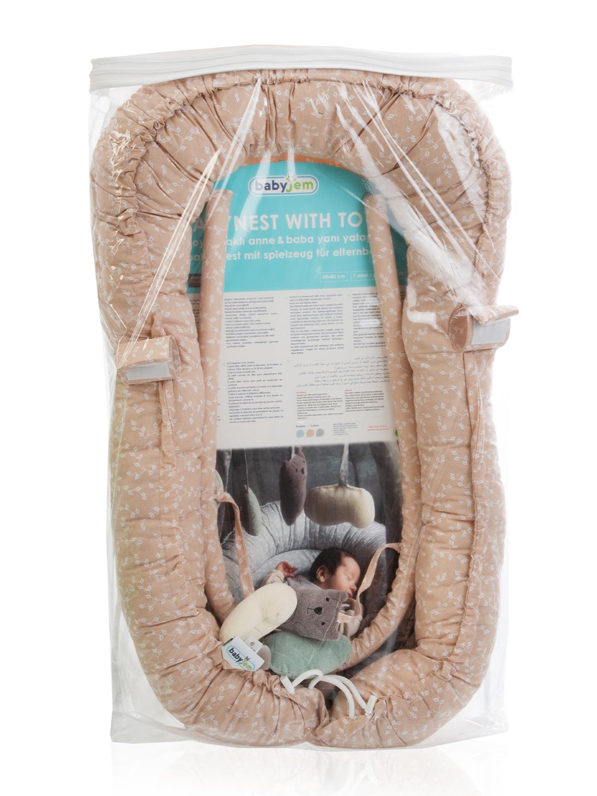 Babyjem Oyuncaklı Anne Baba Yanı Yatağı - Pudra