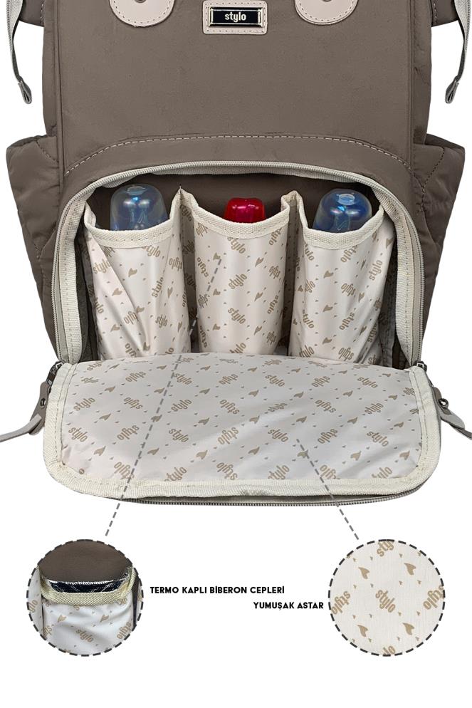 Stylo Victoria Kapitone Anne Bebek Bakım Sırt Çantası - Bej