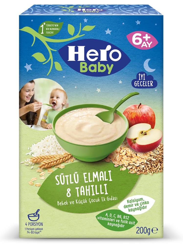 Hero Baby Sütlü Elmalı 8 Tahıllı 200 gr