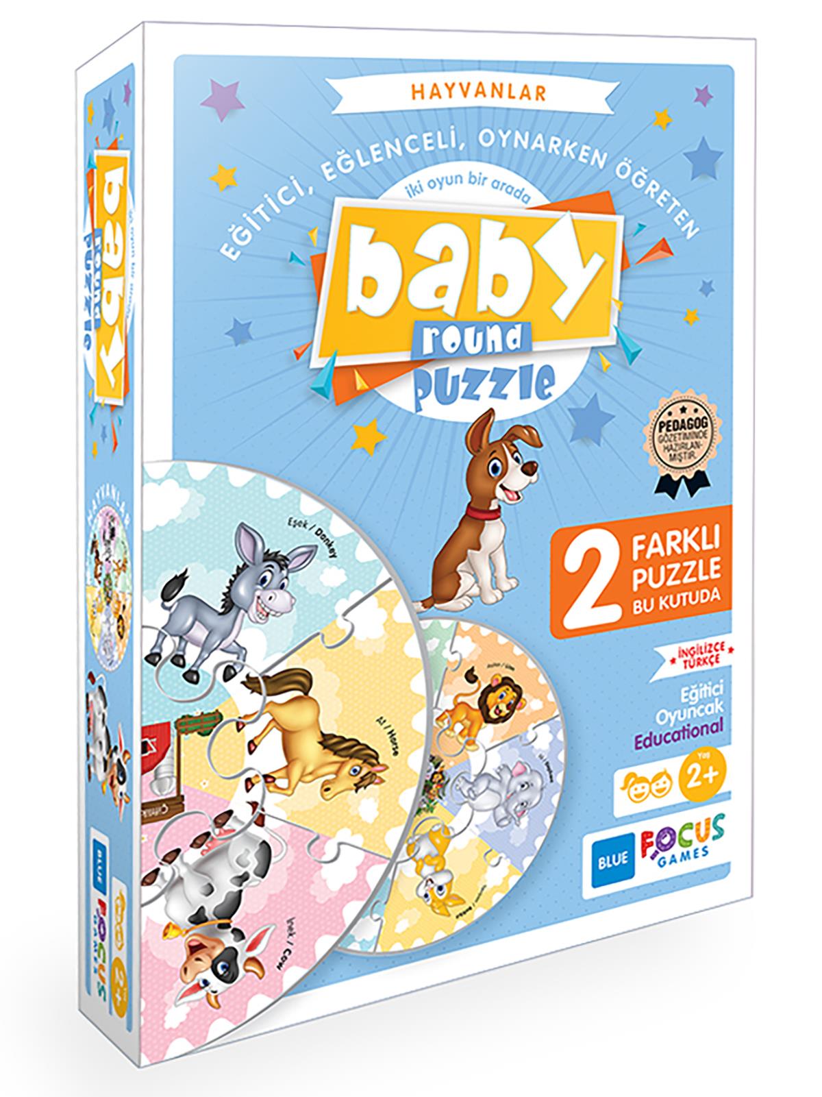 Blue Focus Baby Round Puzzle Hayvanlar