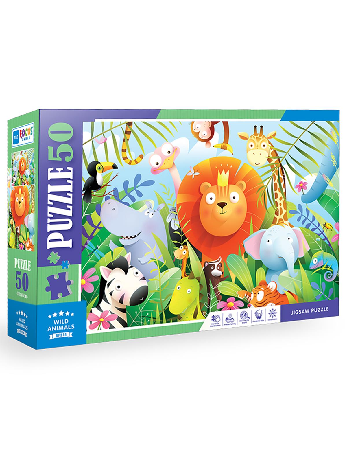 Blue Focus Games Vahşi Hayvanlar Puzzle 50 Parça Renkli