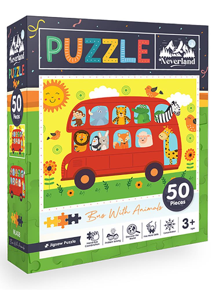 Blue Focus Games 50 Pıece - Bus Wıth Anımals (Hayvanlarla Otobüs)