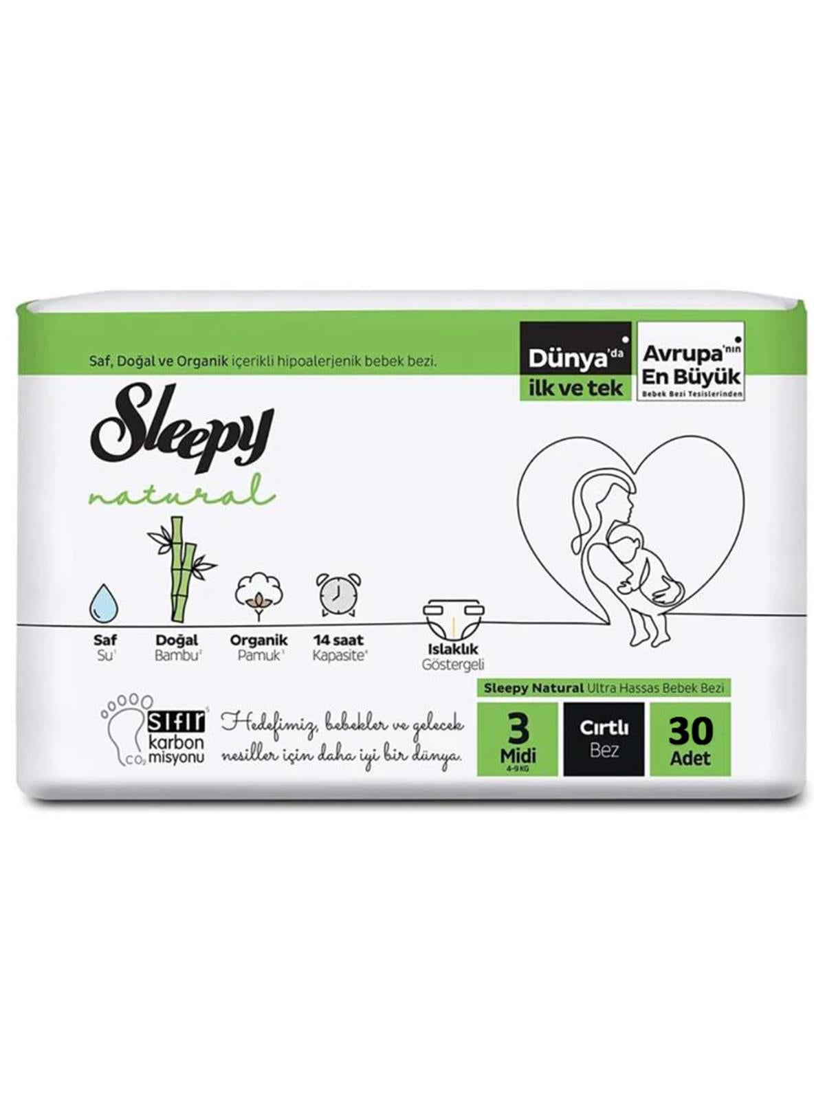 Sleepy Natural Midi 3 Beden Bebek Bezi 4-9 Kg 30 Adet