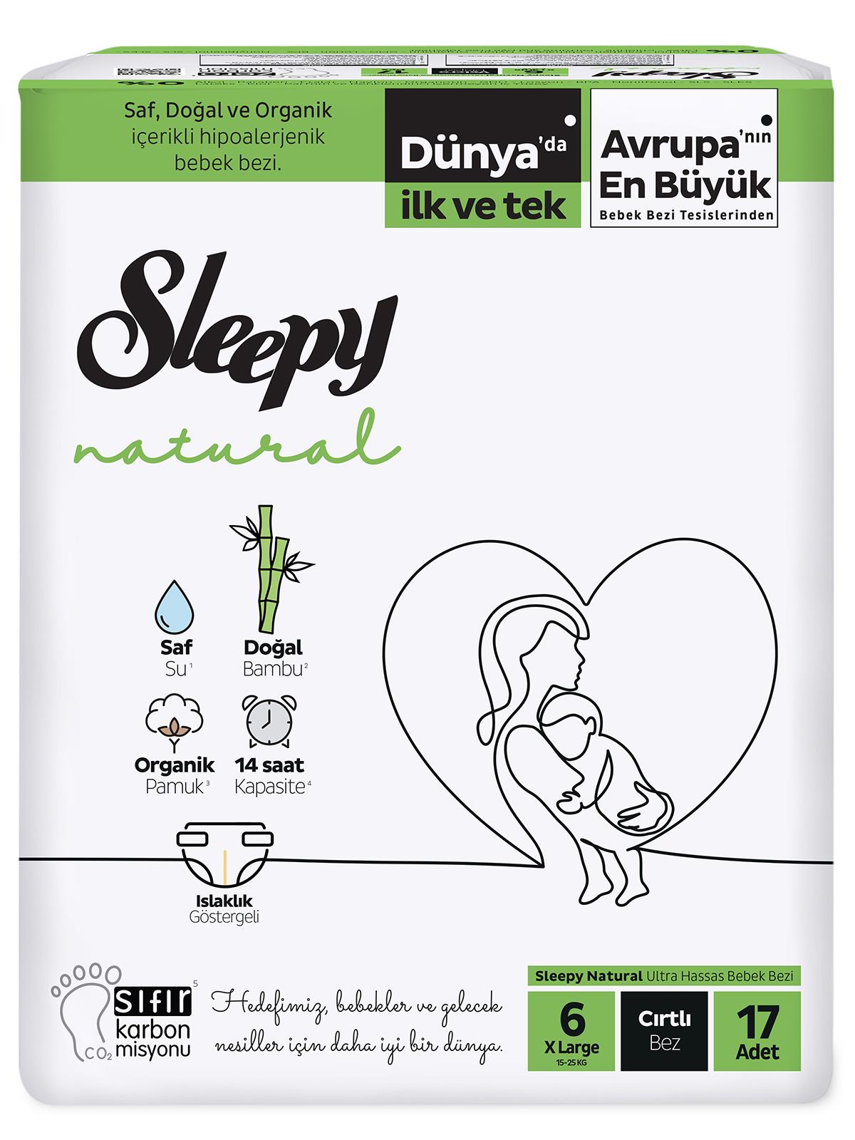Sleepy Natural Bebek Bezi 6 Numara Xlarge 17 Adet