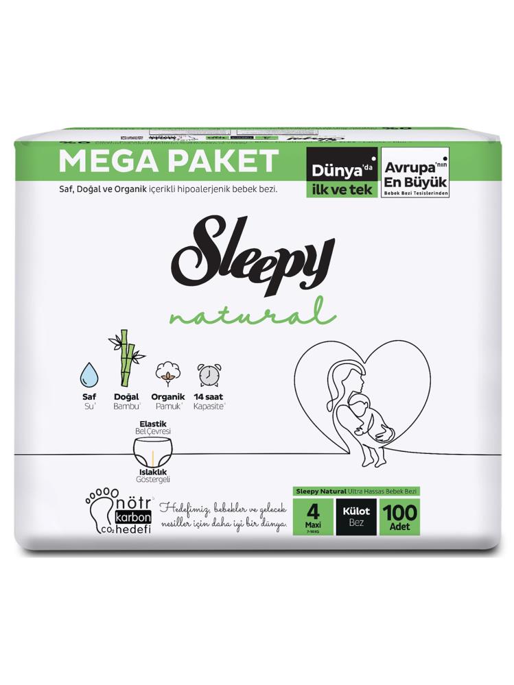 Sleepy Natural Mega Paket 4 Beden Maxi Külot Bez 100 Adet