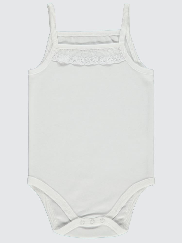 Civil Baby İp Askılı Dantelli 12-18 Ay Kız Çıtçıtlı Badi - Beyaz