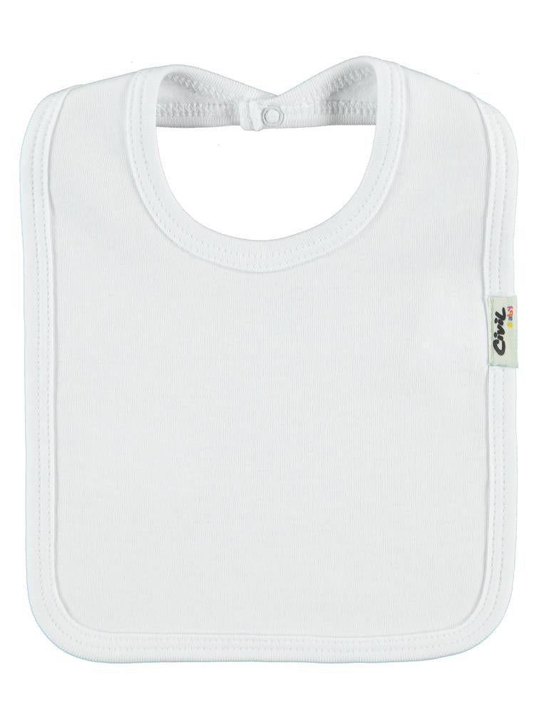 Civil Baby Arkadan Çıtçıtlı Unisex Mama Önlük - Beyaz