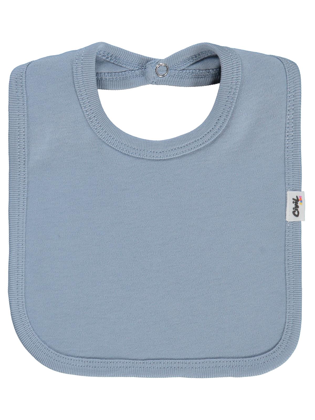 Civil Baby Arkadan Çıtçıtlı Unisex Mama Önlük - Mavi