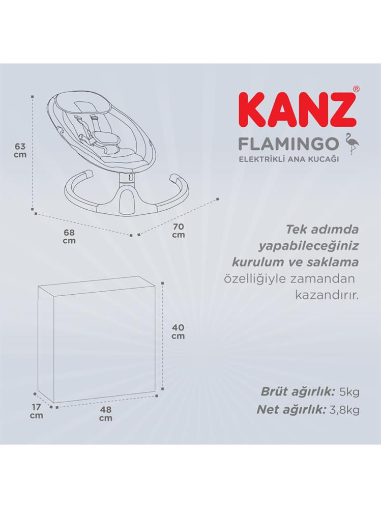 Kanz Swan Elektrikli Ana Kucağı - Gri