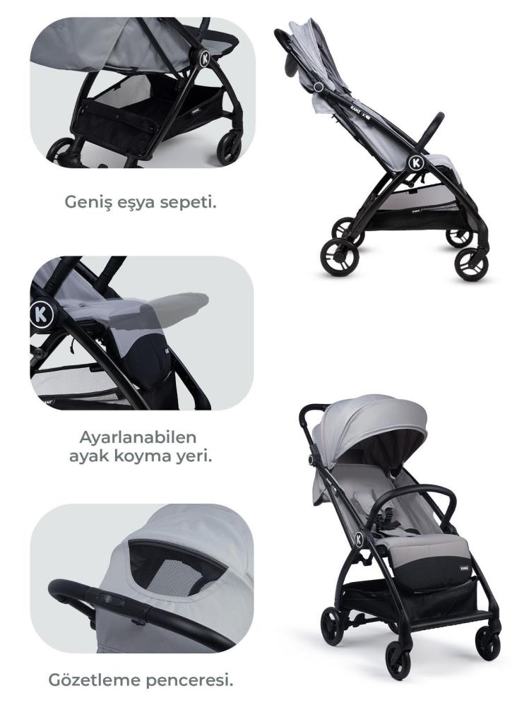 Kanz X-Flop Kabin Boy Bebek Arabası - Gri