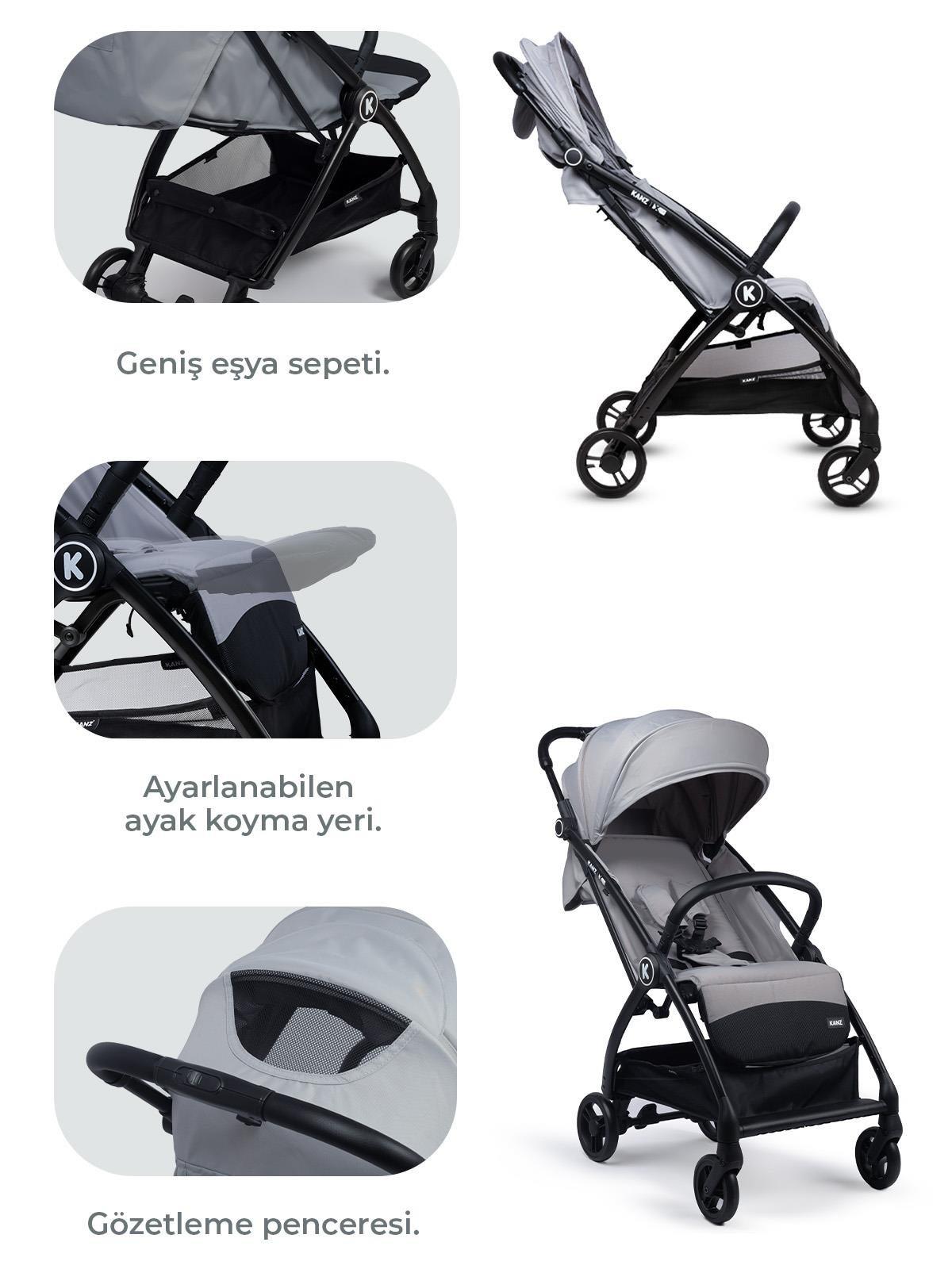 Kanz X-Flop Kabin Boy Bebek Arabası - Gri