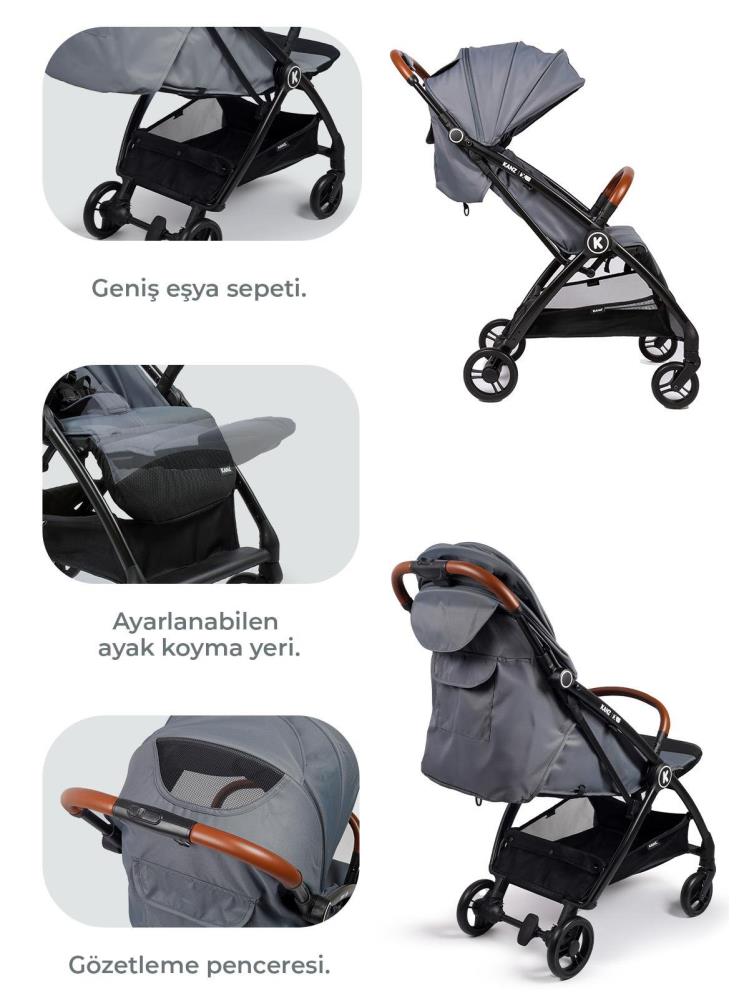 Kanz X-Flop Kabin Boy Bebek Arabası - Gri