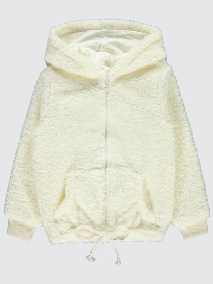 Civil Girls Kanguru Cepli 6-9 Yaş Hırka - Ekru