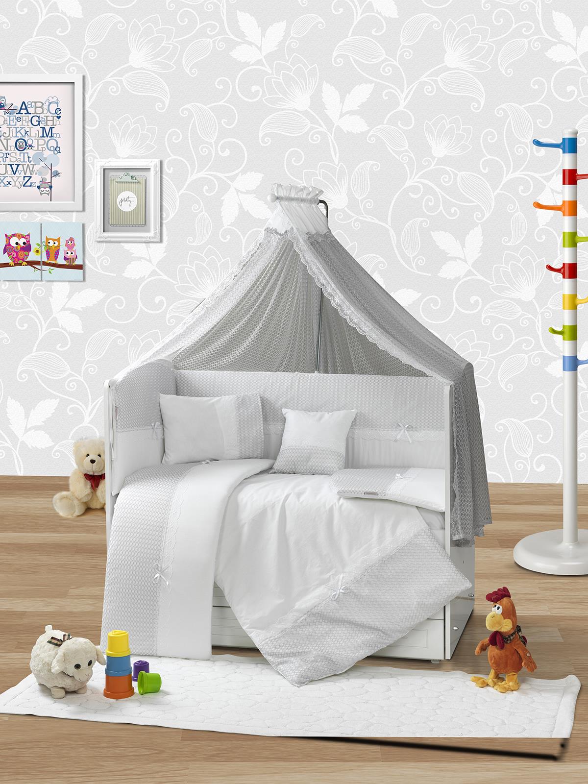 Aras Bebe Sedef Uyku Seti 60x120 cm - Gri