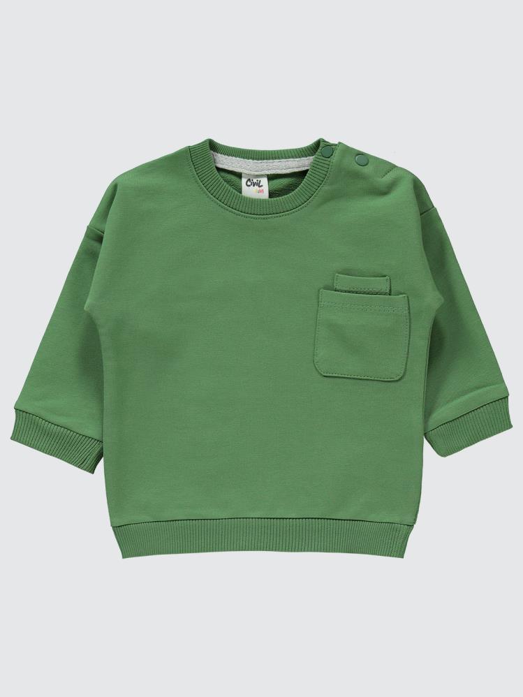 Civil Baby Diz Nakış Cepli 6-18 Ay Unisex Takım - Haki