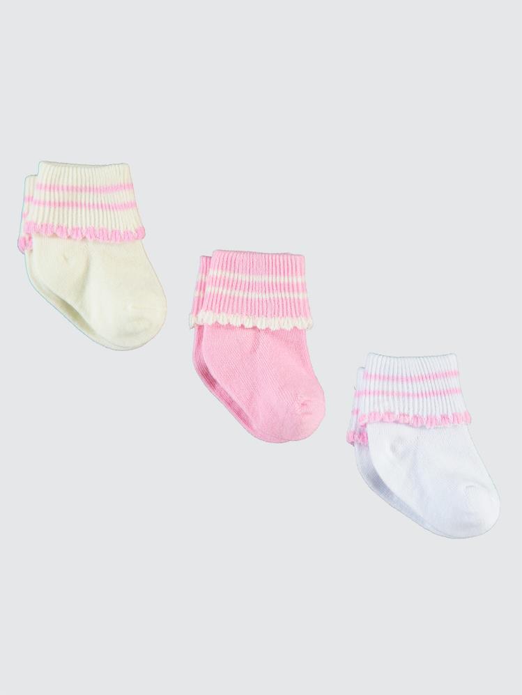 Civil Baby Kız Bebek 3'lü Çorap Set 0-6 Ay