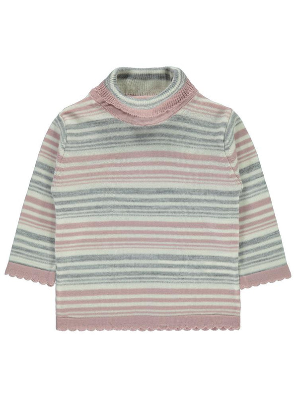 Civil Baby Boğazlı Çizgili 6-18 Ay Kazak - Pudra