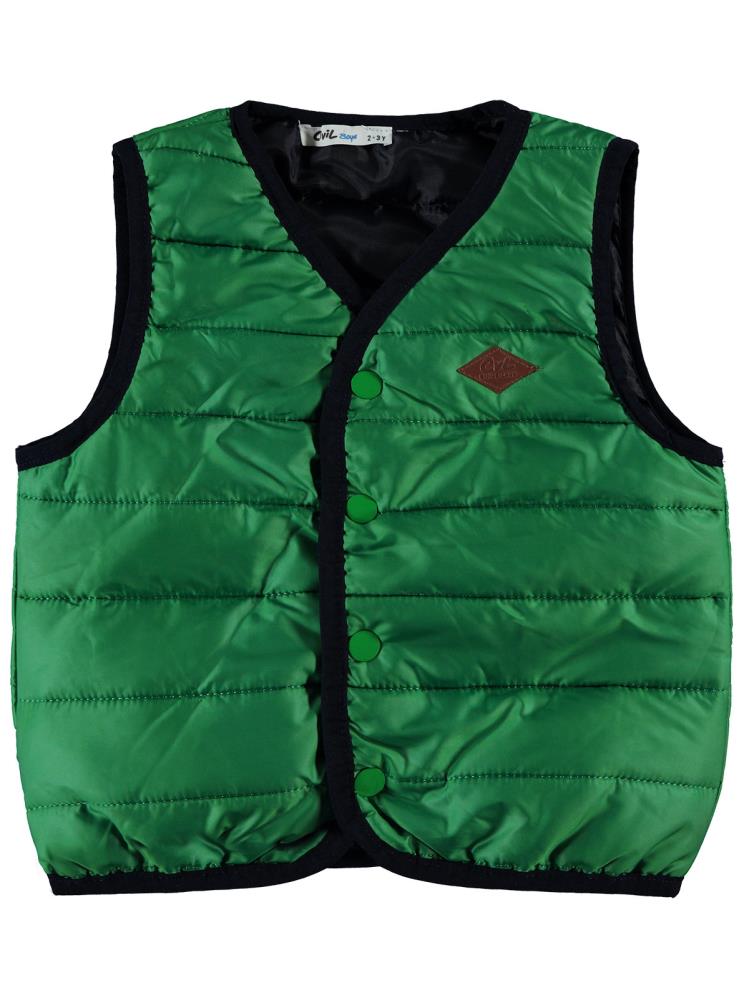 Civil Boys Çıt Çıtlı Ray Desen Kapitone 2-5 Yaş Yelek - Yeşil