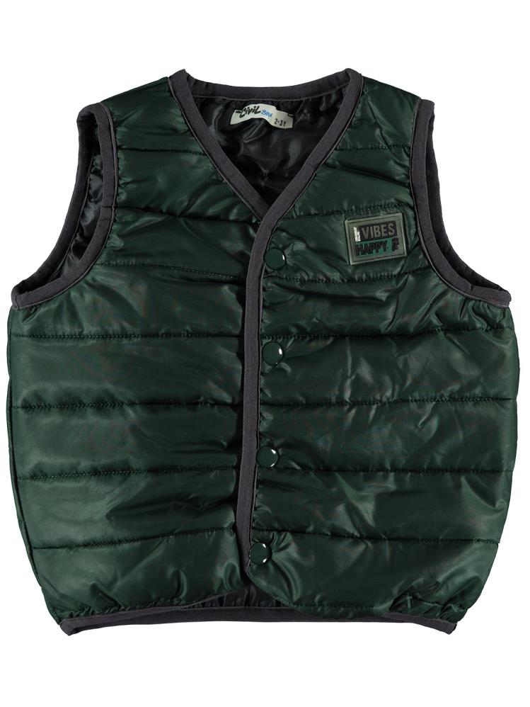 Civil Boys Çıt Çıtlı Ray Desen Kapitone 2-5 Yaş Yelek - Yeşil