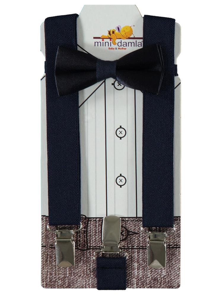 Mınıdamla Papyon Pantolon Askısı Takımı - Lacivert