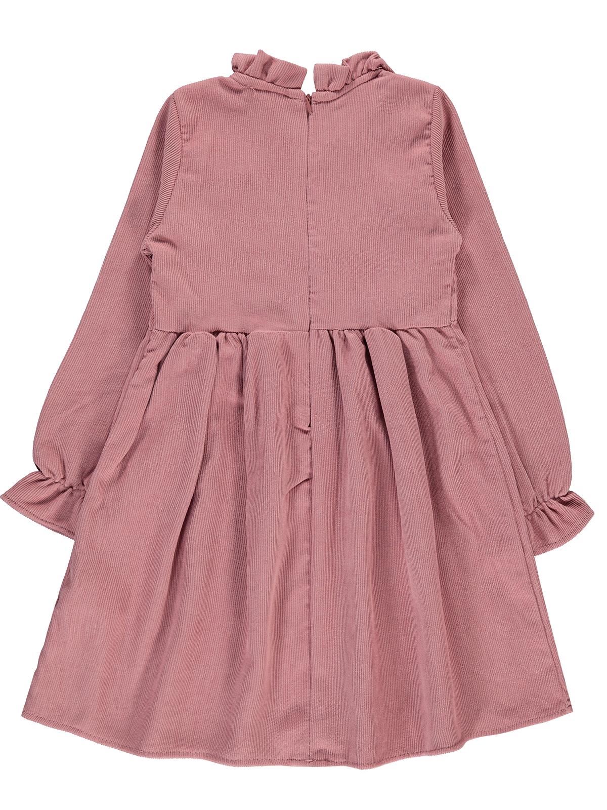 43216943 Civil Girls Yaka Fırfırlı 6-9 Yaş Elbise - Pudra