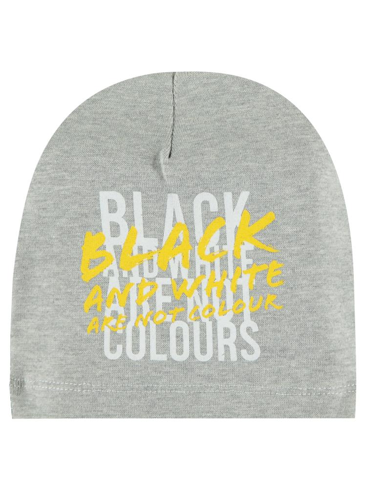 Civil Black And White Yazı Desenli 2-5 Yaş Çocuk Erkek Bere - Gri