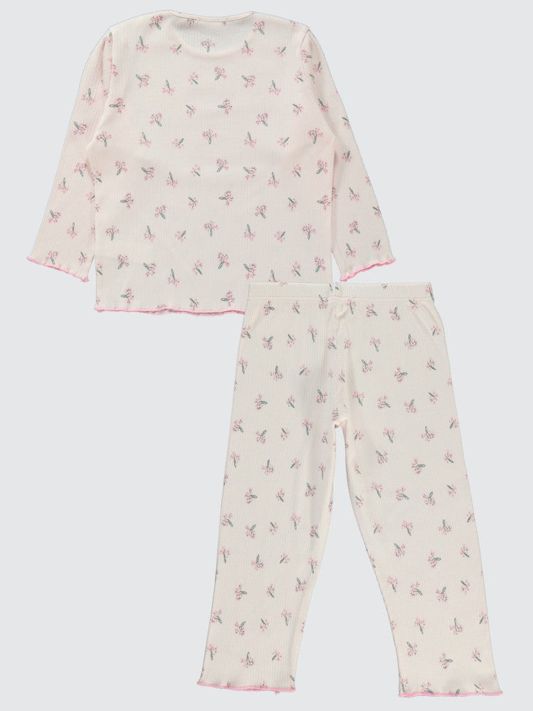 Civil Girls Çiçek Empirme 6-9 Yaş Pijama Takımı - Pembe