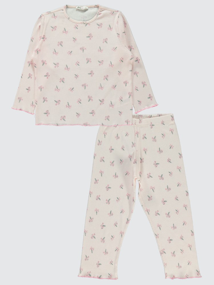 Civil Girls Çiçek Empirme 6-9 Yaş Pijama Takımı - Pembe