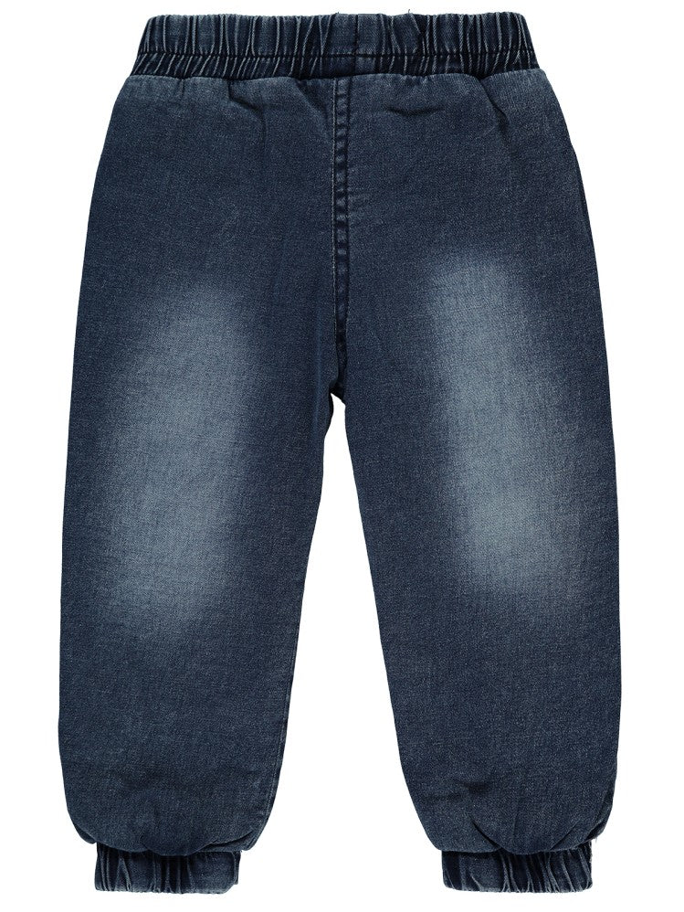 Civil Girls Cep Ağzı Çiçek Nakışlı Velsoftlu 2-5 Yaş Pantolon - Mavi