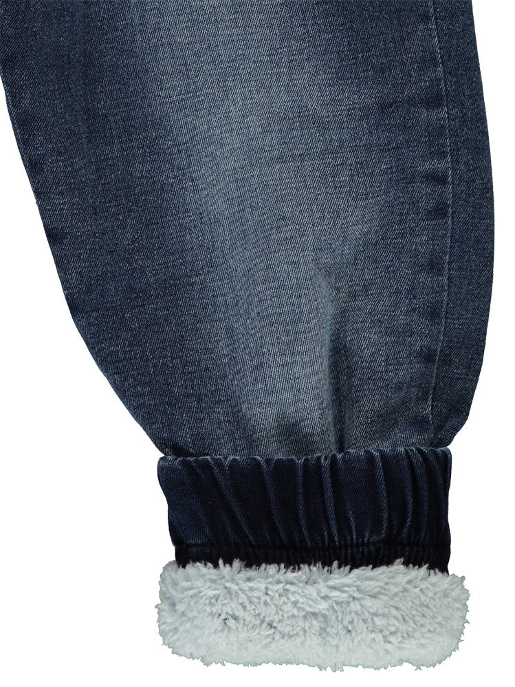 Civil Girls Cep Ağzı Çiçek Nakışlı Velsoftlu 2-5 Yaş Pantolon - Mavi