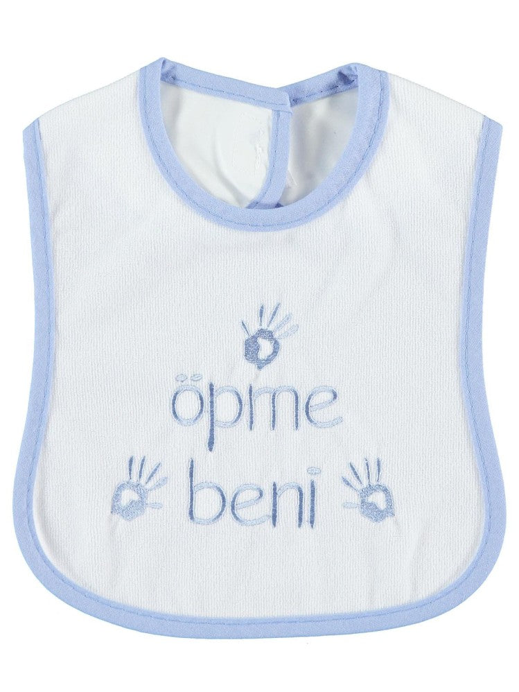 Civil Baby Öpme Beni Nakışlı Mama Önlüğü - Mavi