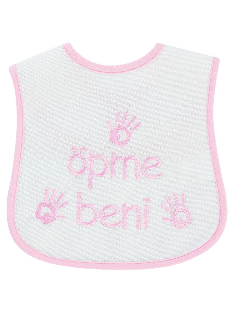 Civil Baby Öpme Beni Nakışlı Mama Önlüğü - Pembe