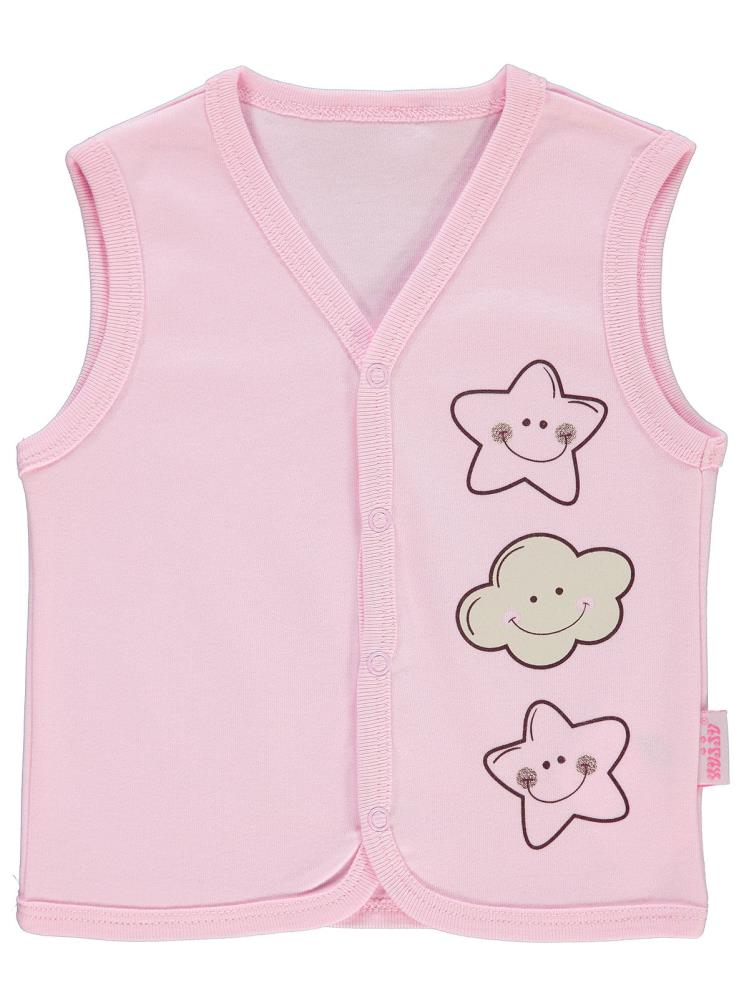 Civil Baby İnterlok Gökyüzü Baskı 6-18 Ay Unisex Yelek - Pembe