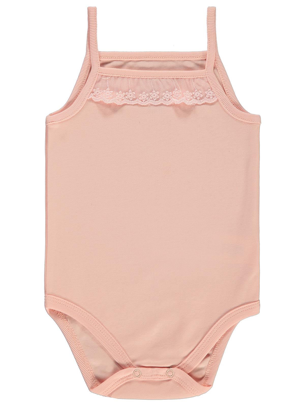 Civil Baby Penye İp Askılı Dantelli 2-3 Yaş Kız Çıtçıtlı Badi - Pudra