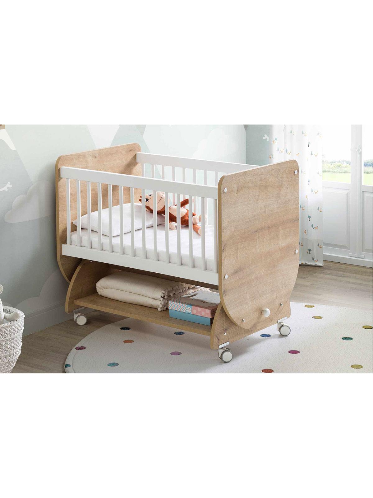 Babywhen Sallanan Tekerlekli Beşik 50x90 cm-Ahşap