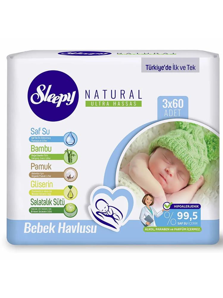 Sleepy Natural Islak Havlu 3x60