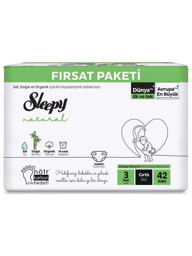 Sleepy Natural Fırsat Paketi Bebek Bezi 3 Midi Numara 42 Adet