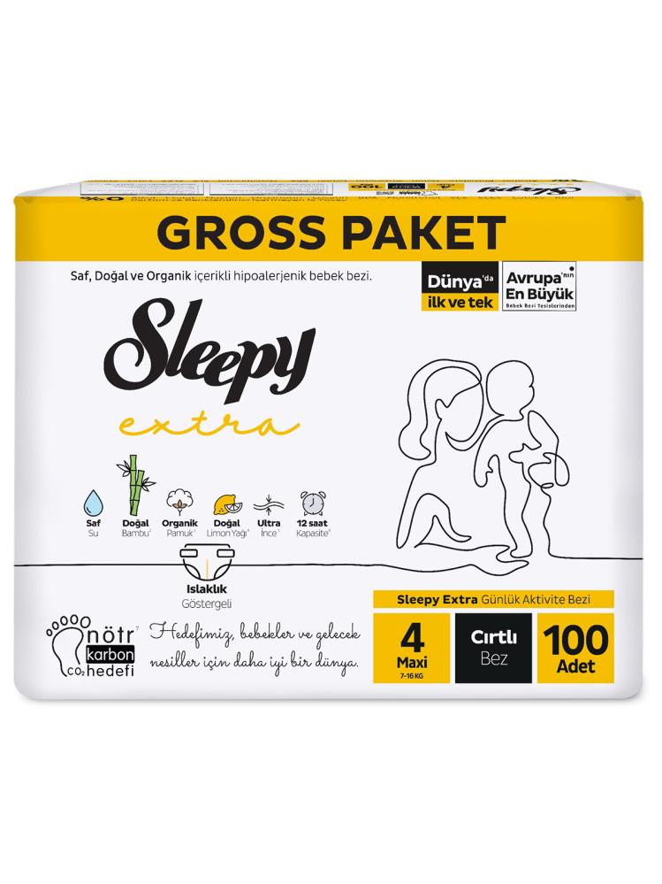 Sleepy Extra Gross Bebek Bezi Maxi 4 Numara 100 Adet