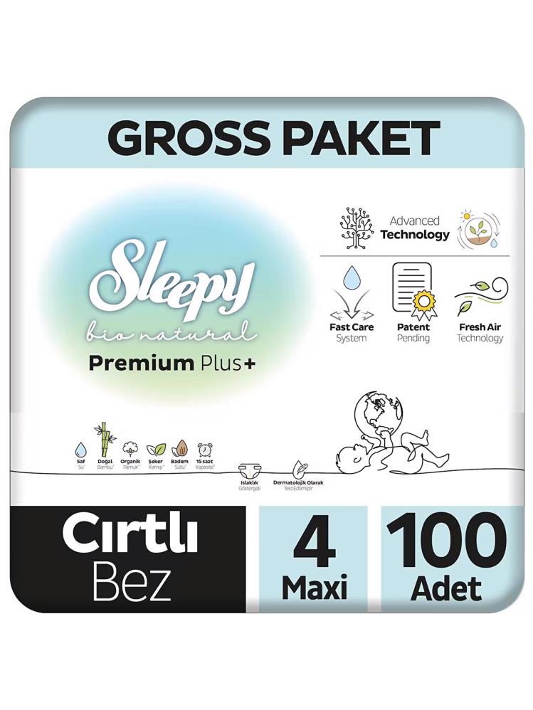 Sleepy Bio Naturel Bebek Bezi Gross Paket 4 Beden Maxi 100'lü