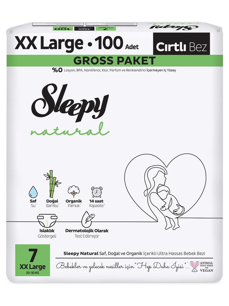 Sleepy Natural Gross Paket Bebek Bezi 7 Numara Xxlarge 100 Adet
